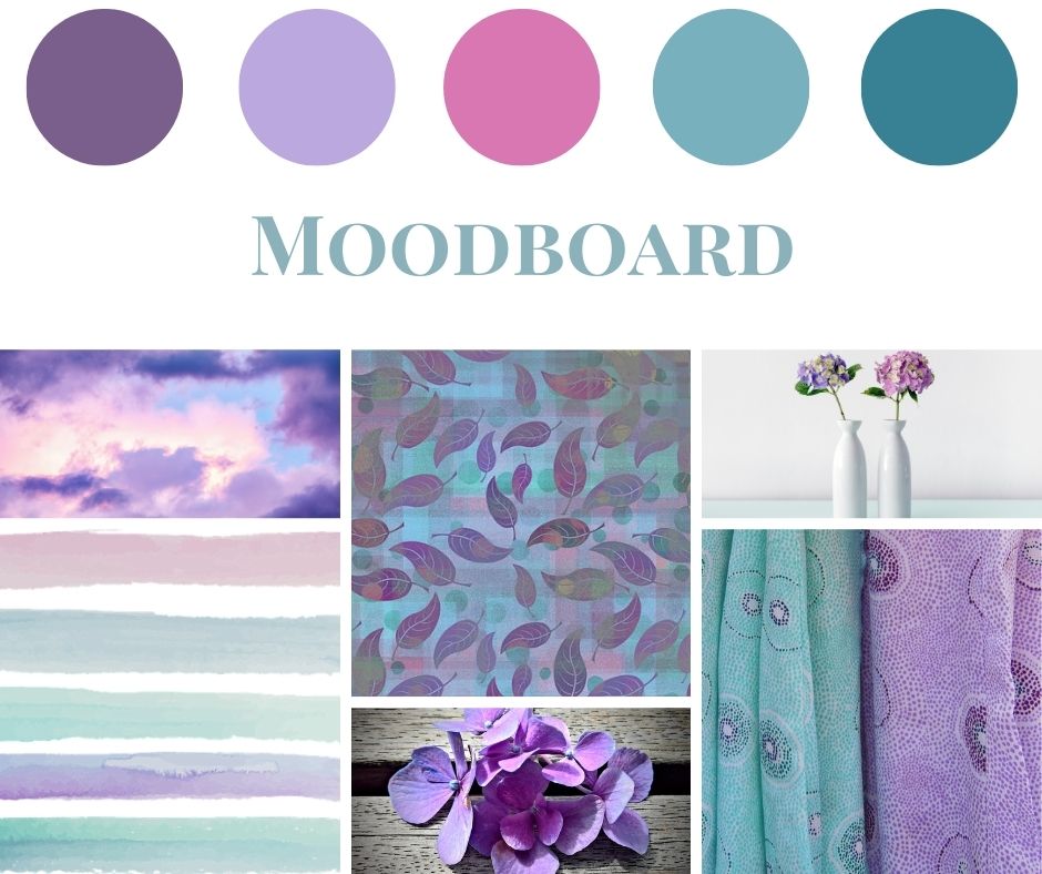 Moodboard Türkis und Violett